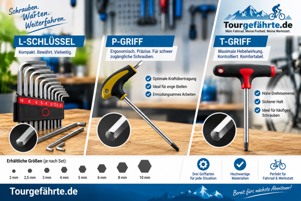 L-Schlüssel, T-Griff oder Pistolen-Griff fürs Fahrrad?
